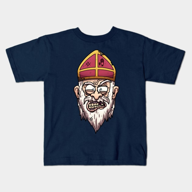 Creepy Cartoon Saint Nicholas Face Kids T-Shirt by TheMaskedTooner